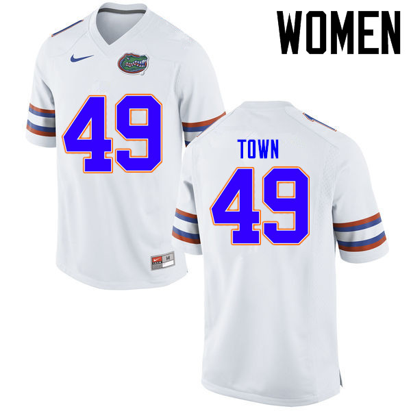 Women Florida Gators #49 Cameron Town College Football Jerseys Sale-White